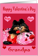 Valentine’s Day to Grandpa with Pomeranian and Conversation Hearts card