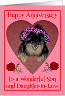 Wedding Anniversary to Son and Daughter in Law with a Pomeranian card