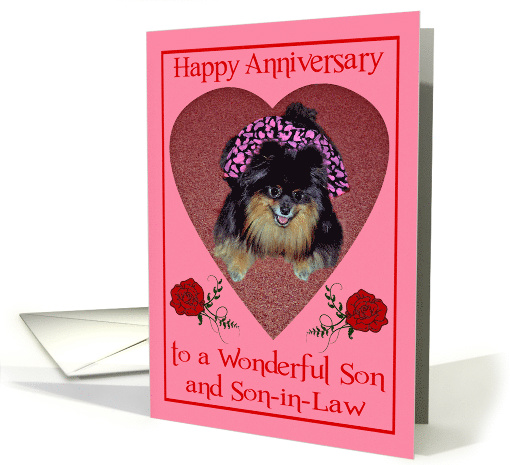 Wedding Anniversary to Son and Son-in-Law Pomeranian with Smile card