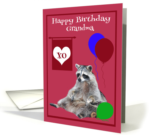 Birthday to Grandma, Raccoon sitting with colorful... (760302)