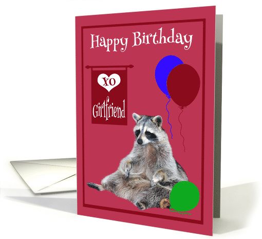 Birthday to Girlfriend, Raccoon sitting, colorful... (760738)