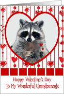 Valentine’s Day To Grandparents, Raccoon in red heart holding hearts card