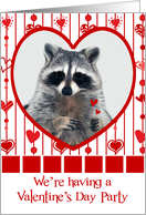 Invitations, Valentine’s Day Party, general, Raccoon holding hearts card