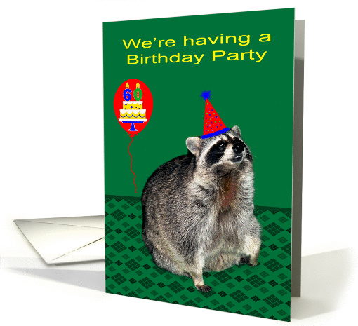 Invitations, 60th Birthday Party, Raccoon with a party... (764771)