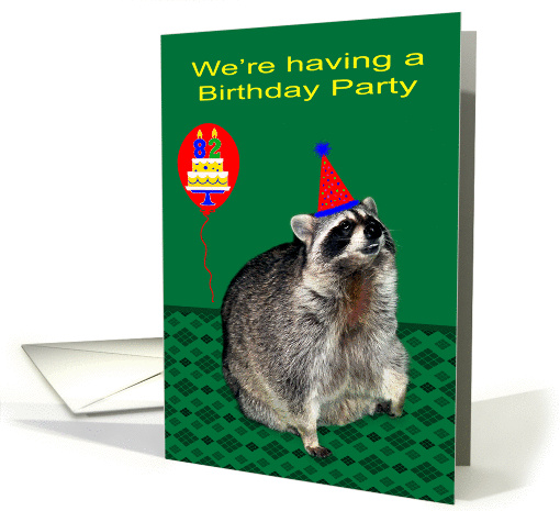 Invitations, 82nd Birthday Party, Raccoon with a party... (765974)