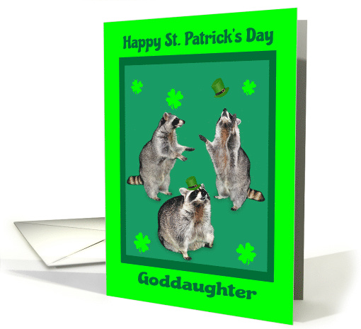 St. Patrick's Day to Goddaughter, Raccoons with shamrocks,... (766557)