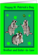 St. Patrick’s Day toBrother and Sister-in-Law, Raccoons, shamrocks card