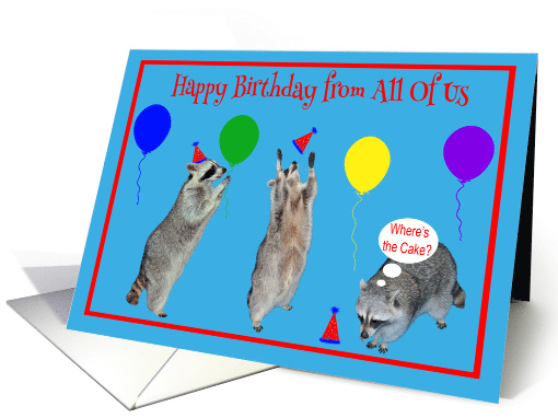 Birthday from All Of Us, Raccoons with party hats,... (778052)