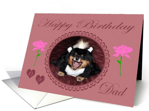 Birthday to Dad, Pomeranian in skunk costume card (784236)