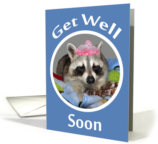 Get Well, general, Raccoon sleeping in night cap in white... (784717)