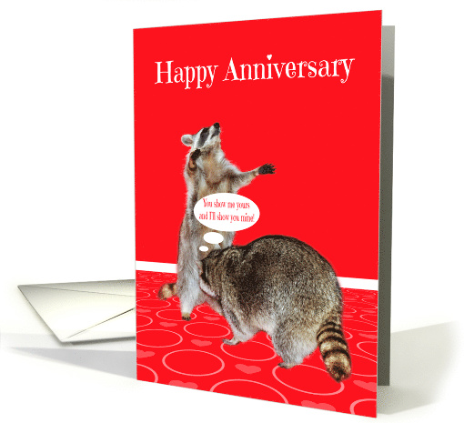 Anniversary to spouse, adult humor, raccoons showing funny... (798659)