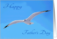 Father’s Day with a Seagull in Flight Against a Beautiful Blue Sky card