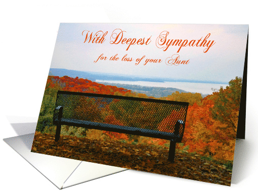 Sympathy for Loss of Aunt with an Empty Bench Over Fall Foliage card