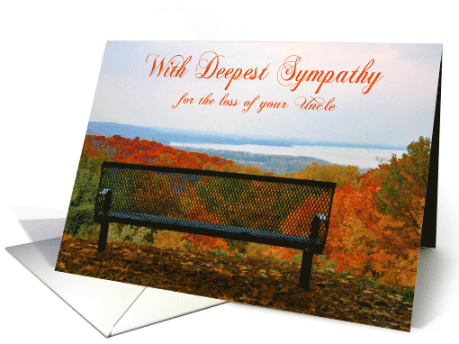 Sympathy for loss of Uncle with an Empty Bench Over Fall Foliage card