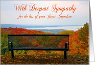 Sympathy for loss of Great Grandson, Empty bench with fall foliage card