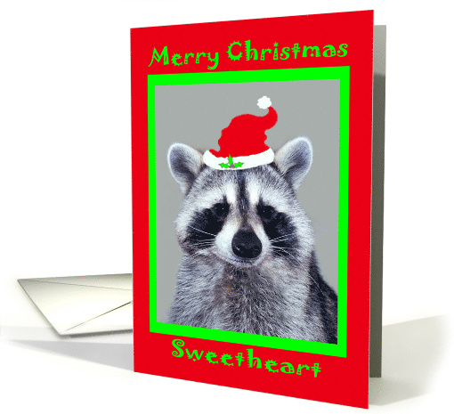 Christmas to Sweetheart with a Cute Raccoon Wearing a Santa Hat card