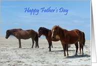 Father’s Day, general, Wild Horses on a sandy white beach, blue sky card