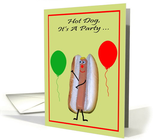 Invitations, General Party, Hot Dog with a cute face with... (829454)