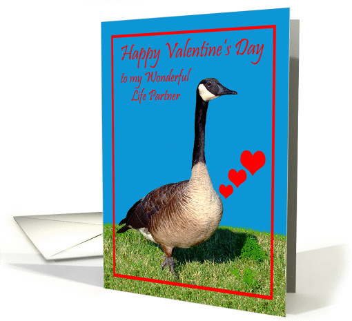 Valentine's Day To Life Partner, Canada Goose with beating hearts card