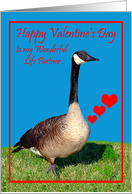 Valentine’s Day To Life Partner, Canada Goose with beating hearts card