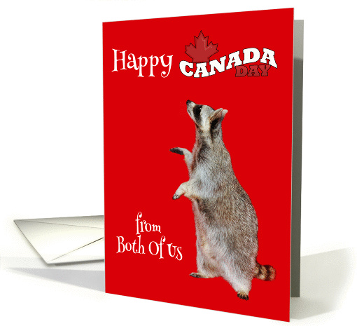 Canada Day From Both Of Us, general, Raccoon on red background card