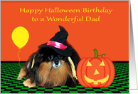 Birthday On Halloween to Dad, A sable Pomeranian as a witch card