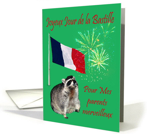 Bastille Day To Parents, French, raccoon wearing beret... (838098)