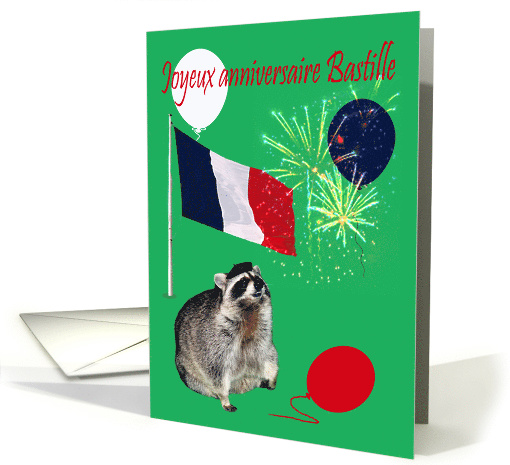 Bastille Day Birthday in Fench with a Raccoon Wearing a... (838468)