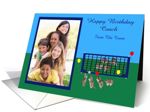 Birthday To Coach Photo Card, custom, Raccoons playing... (852911)