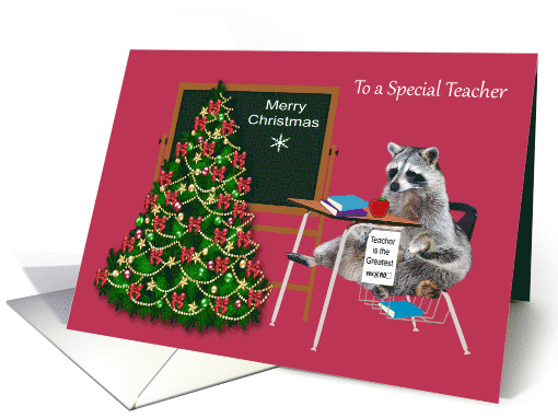 Christmas to Teacher with a Studious Raccoon Sitting in a... (856490)