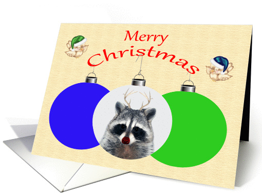 Christmas, general, Raccoon with antlers and a colored... (863327)