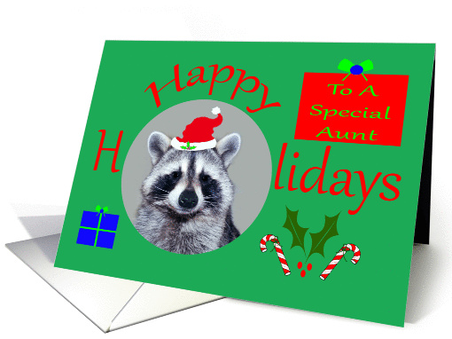Happy Holidays To Aunt, Raccoon wearing Santa Claus Hat... (863731)