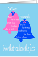 Wedding Congratulation with a Pink and Blue Bells on Light Blue card