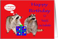 Birthday To Great Grandmother, raccoons stealing a present card