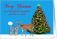 Christmas to Daughter and Son in Law with Raccoons and a Reindeer card