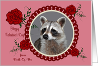 Valentine’s Day from Both Of Us, Raccoon in a heart frame with roses card