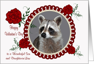Valentine’s Day to Son and Daughter in Law with Raccoon in a Frame card