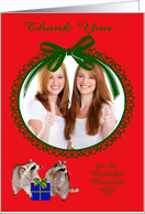 Thank You for the Christmas Gift custom name photo card, Raccoons card
