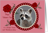 Valentine’s Day to Sister and Brother in Law Raccoon in a Heart Frame card