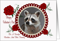 Valentine’s Day To Brother And His Family, Raccoon in a heart frame card