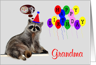 Birthday To Grandma, Raccoon wearing a party hat card