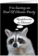 Invitations, End Of Chemo Party, cute Raccoon giving a raspberry card