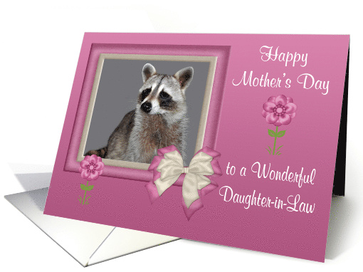 Mother's Day to Daughter-in-Law, Raccoon in bow frame with... (893534)