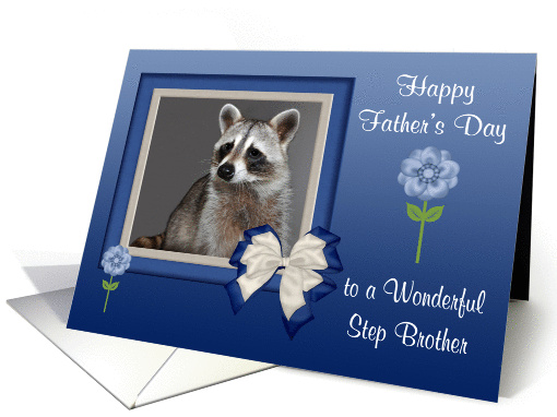 Father's Day To Step Brother, Raccoon in blue bow frame... (896071)