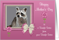 Mother’s Day to Sister from Sister Raccoon in Bow Frame and Flowers card