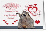 Valentine’s Day to Husband with a Handsome Raccoon and Hearts card