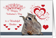 Valentine’s Day to Brother with an Adorable Raccoon and Hearts card