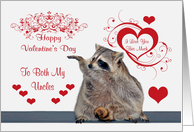 Valentine’s Day To Both Uncles, Raccoon with hearts card