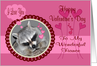 Valentine’s Day To Fiance, Raccoon in heart frame card