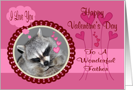 Valentine’s Day To Father, Raccoon in heart frame card